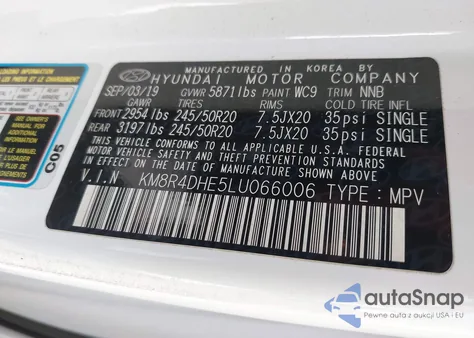 2020 Hyundai Palisade Sel from USA, damaged, VIN KM8R4DHE5LU066006